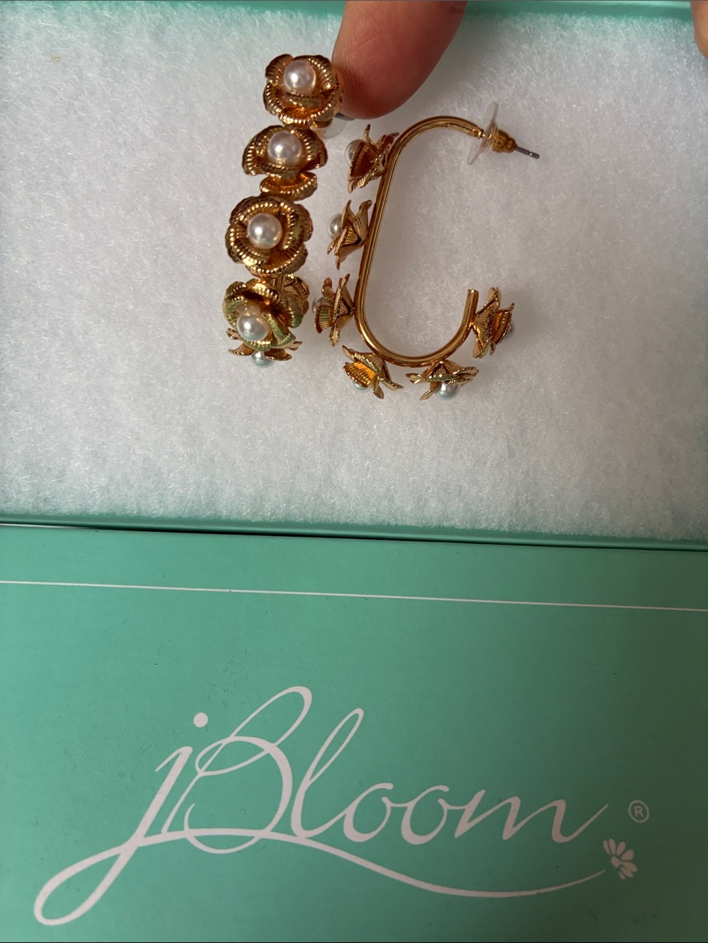 bloom Gold Floral Hoop Earrings with Pearls